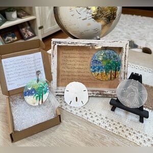 #15- Legend of the sand-dollar shadow-box w/freshwater pearls, CZ, Easter, Gift